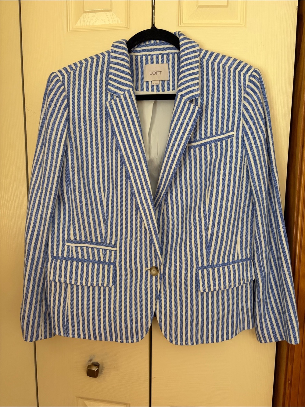 LOFT Blue and White Striped Blazer